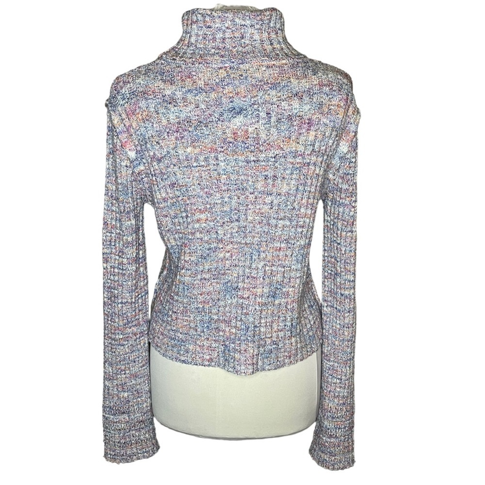 Free People Multicolor Ribbed Turtleneck Sweater Sz L - Picture 2 of 4